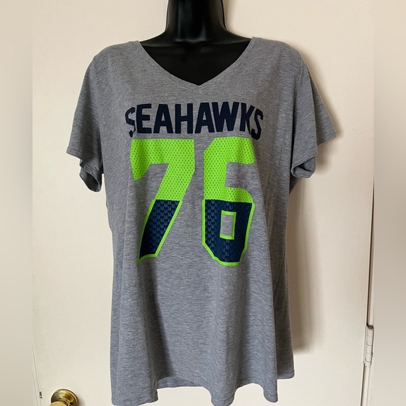 Gray Seahawks 76 V-Neck T-Shirt - Picture 1 of 2